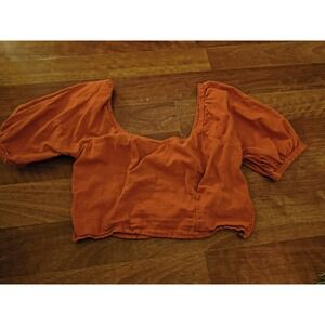 Melrose Market Medium Orange Cropped Peasant Blouse